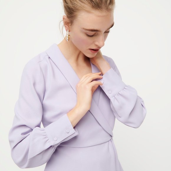 NWT Womens Size 6 or 10 J. Crew Violet Purple Drapey Faux Wrap Top in 365 Crepe - Picture 3 of 4